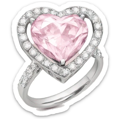 Diamond silver  ring light pink heart sticker