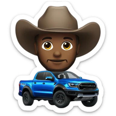 Blue Ford ranger raptor with cowboy hat sticker
