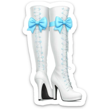 White thigh high boots with baby blue bows no legs sticker