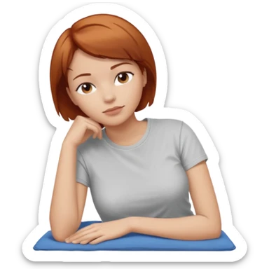 a woman, alone, short hair, light skin, auburn hair, laying on her side, facing away. do not include other people, faces, or characters sticker