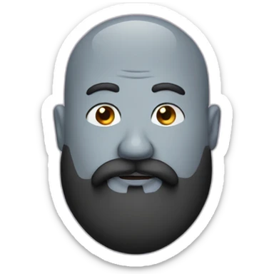 one fat bald man with moustache and long black beard sticker