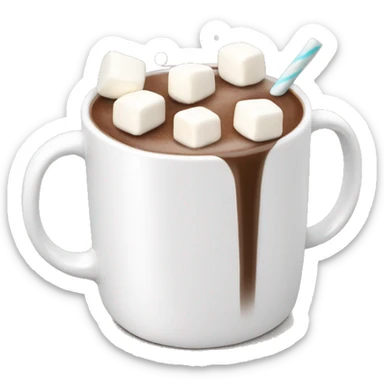 Christmas White mug of hot chocolate with marshmallows  sticker