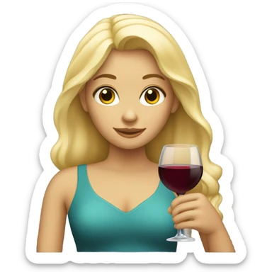 Blonde girl with wine glass sticker