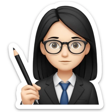 accountant with black long hair sticker