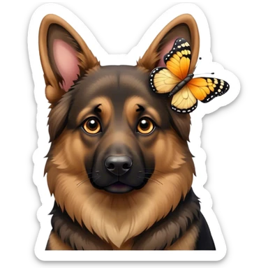 German Shepherd butterfly sticker