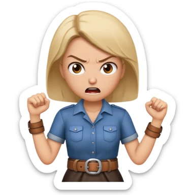 mom with a belt in her hands and an angry expression on her facd sticker