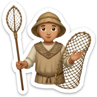 fisher with net in Medieval Villagers sticker