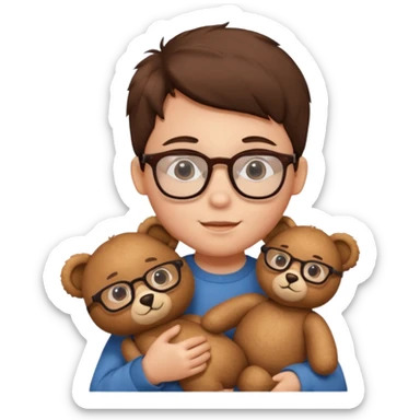 kid wearing glass with teddy bear  sticker
