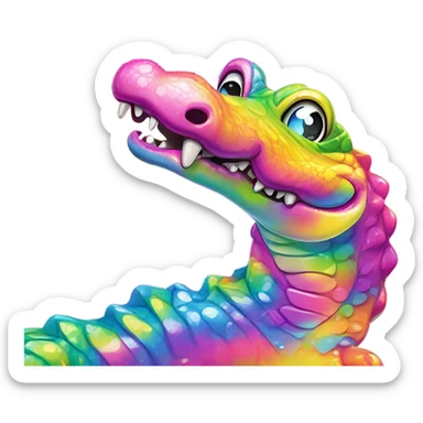 Lisa Frank, rainbow alligator ￼ sticker