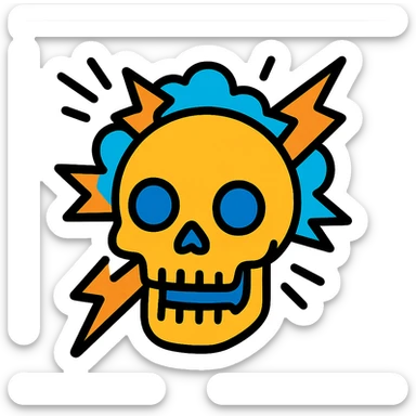 mind-blowing skull with bold lines and dynamic effect sticker