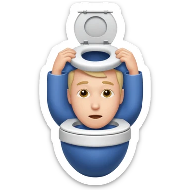 A man sticking his head out of a toilet sticker