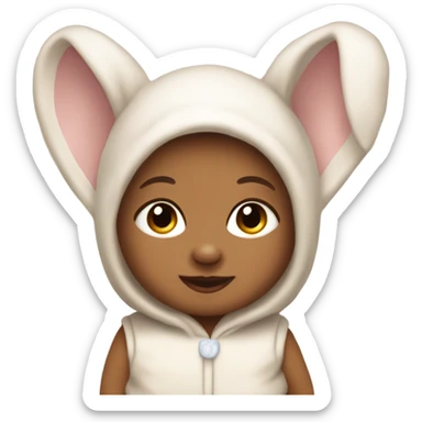Tan skin new born baby bunny costume  sticker