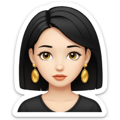 girl with bob black hairstyle and big designed earrings sticker