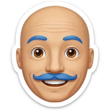 bald man with blue mustache sticker