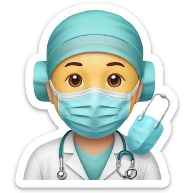 cartoon sticker of an emoji with medical mask, colorful and cheerful, no text, suitable for WhatsApp and Instagram sticker