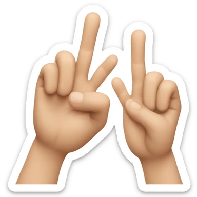a hand sign splitting another hand in vertical sticker