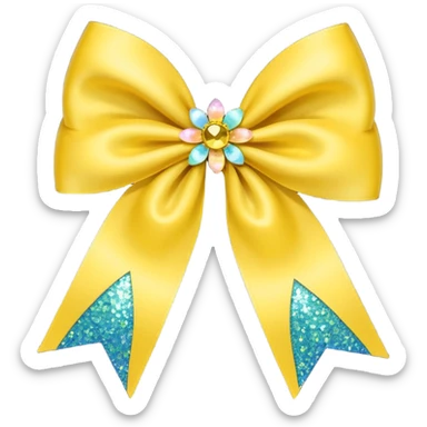 yellow flower bow with glitter sticker