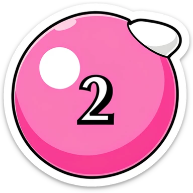 pink billiard ball with the number 23 inside a white circle sticker