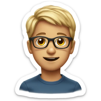 boy with glasses portrait sticker