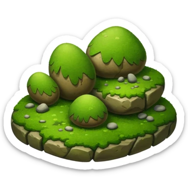 A patch of bright moss covering smooth forest stones.









































 sticker