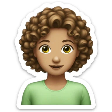 girl with curly brown hair and green eyes sticker