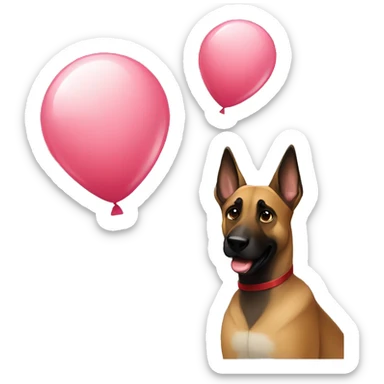 malinois with baloon sticker