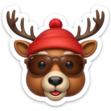 Cool christmas reindeer with sunglasses sticker
