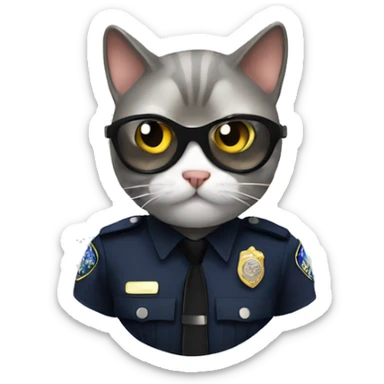 Cat fun police sticker