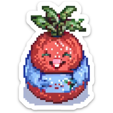 laughing radish, red and blue, simple and clean sticker