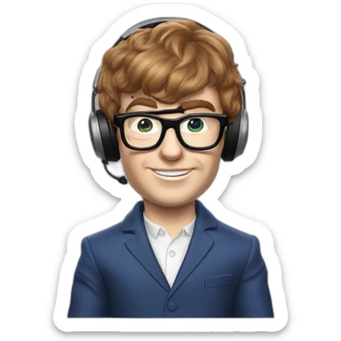 austin powers with headset sticker