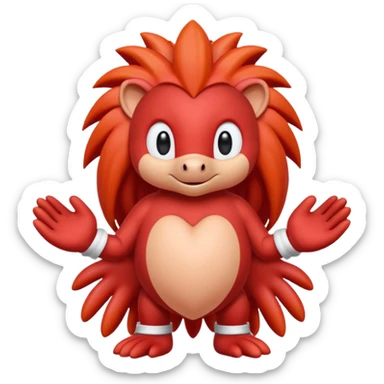 Sonic the hedgehogs friend knuckles a red animal with peach arms and white gloves sticker