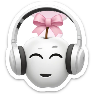 White apple headphones with light pink bows  sticker