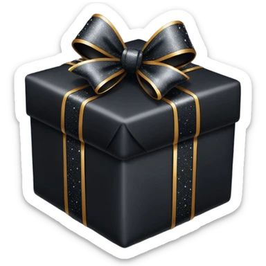 black present with black sparkling bow  sticker