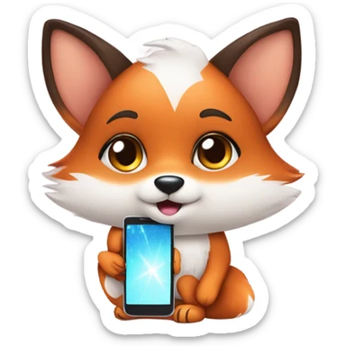 Kawaii fox on phone sticker