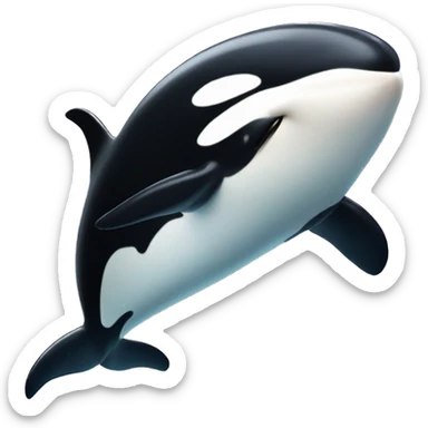 Orca whale face super surprised and excited very expressive cute sticker
