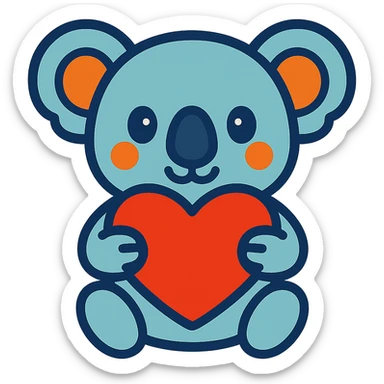 cartoon koala holding a heart in vibrant toon style sticker