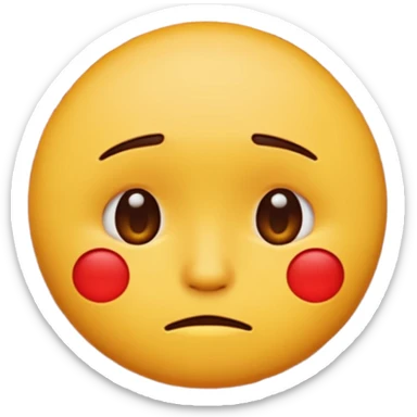 If you are familiar with the Melting Face Emoji, the round yellow face, with no define facial features, generate an emoji with that face but sad. Also, the face should be leaning against a red brick wall, with one cheek touching it, so this wall should be in perspective to understand the composition sticker