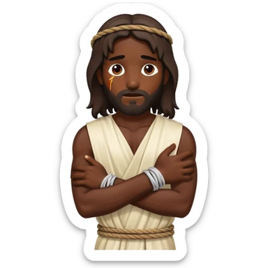 Dark skin Jesus with injuries ropes around wrist sticker