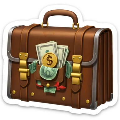 a prison grate with a briefcase with money behind it sticker