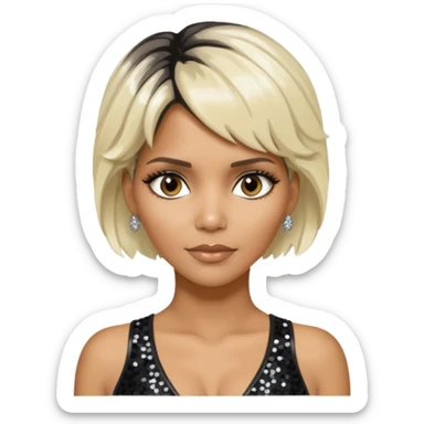 Halle Berry with platinum blonde hair, black sequin outfit  sticker