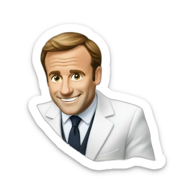 Macron in front of flour line sticker
