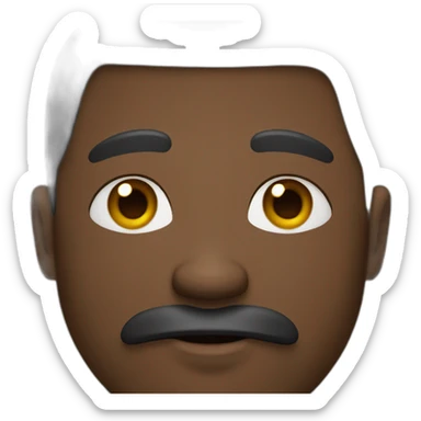 A black man with a small mustache sticker