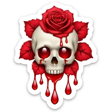 a rose with a skull bloom, petals crying or melting sticker