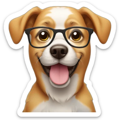 Dog with glasses smiling sticker