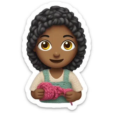 Girl crocheting sticker