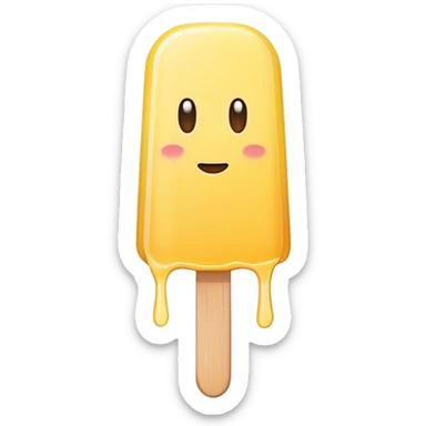Long thing yellow popsicle with rounded top and dripping  sticker