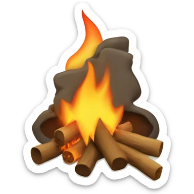 a campfire with the fire making the shape of a horse sticker