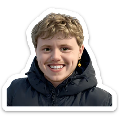 smiling boy with earrings outdoors sticker
