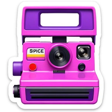 Pink, black, and purple Polaroid 637 Spice Cam camera, Spice Girls sticker