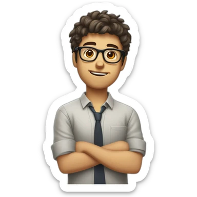 nerd boy with clear glasses and needs to get a haircut and shave  sticker